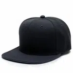 Men Plain Black Hip Hop Snapback Cap image 2