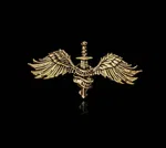 Retro Knight Sword and Wing Enamel Brooch image 2