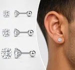 Silver Crystal Round Ear Studs image 1