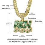 Men RICH Letter Pendant Cuban Chain Necklace image 5