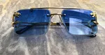 Rimless Gradient Blue Unisex Sunglasses image 2