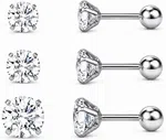 Men Round Diamond Look Stud Earrings image 2