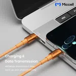 Miccell 60W USB-C to USB-C Braided Cable – Orange image 3